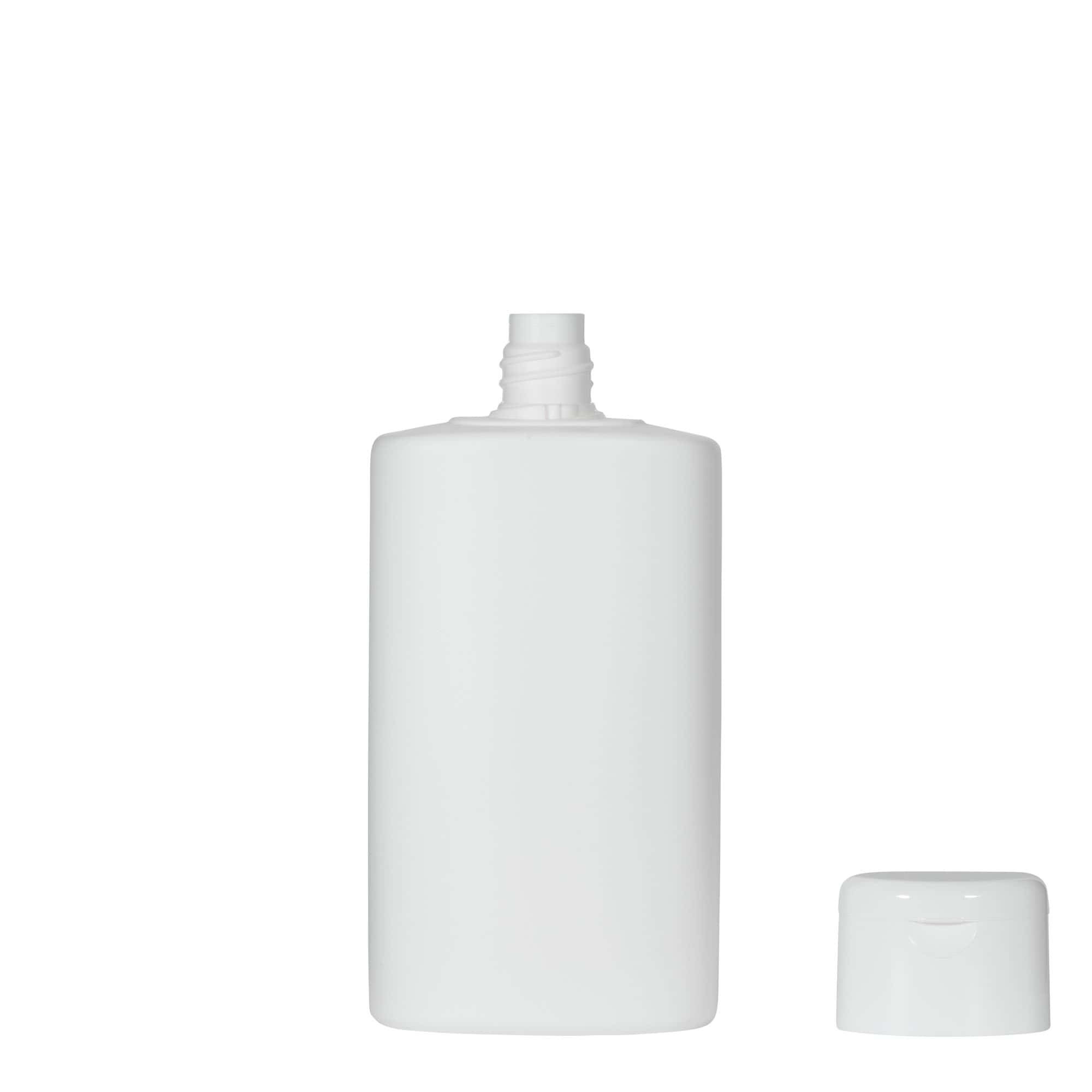 250 ml sticlă din plastic „Indy”, ovală, HDPE, albă, gât: capac cu filet