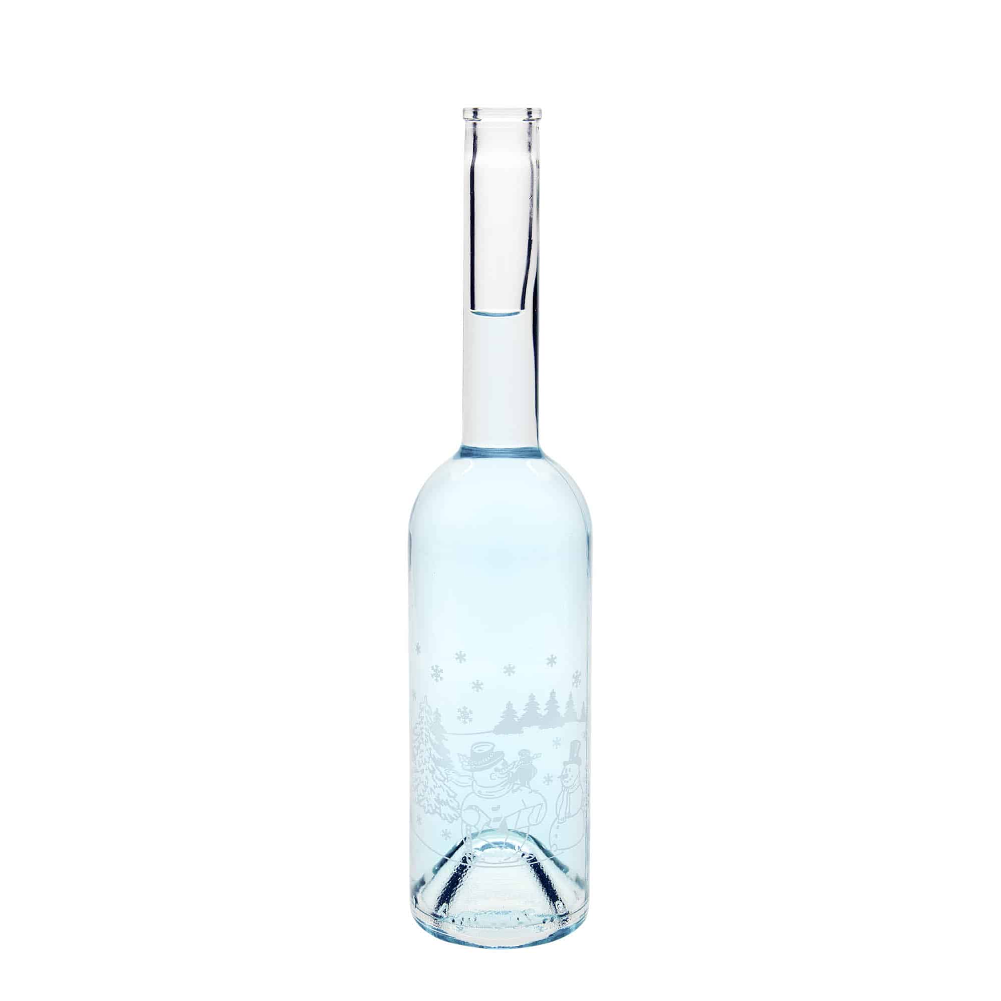 Sticlă de sticlă de 500 ml „Opera”, motiv: sticlă cu om de zăpadă, gât: dop de plută Sticlă de sticlă de 500 ml „Opera”, motiv: sticlă cu om de zăpadă, gât: dop de plută