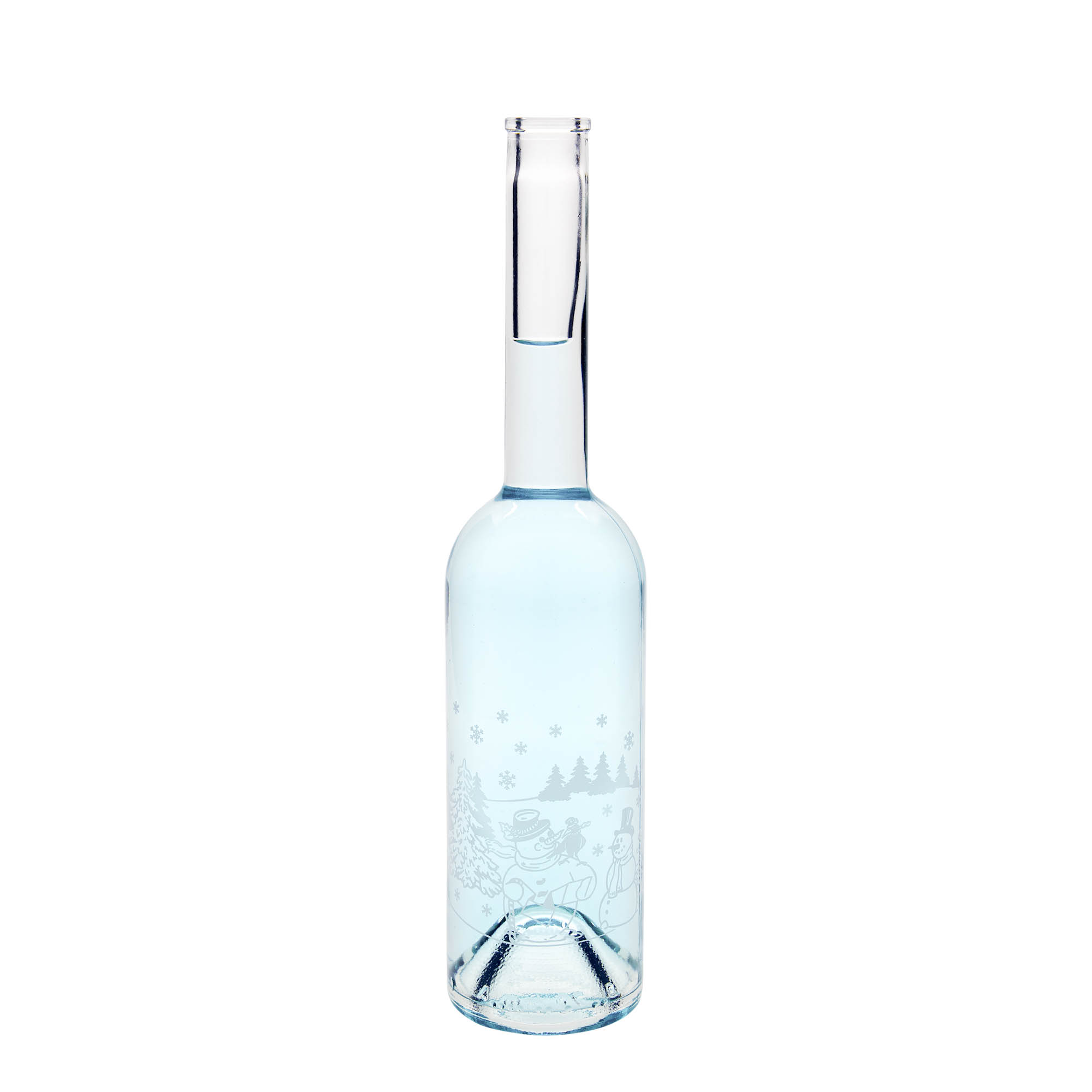 Sticlă de sticlă de 500 ml „Opera”, motiv: sticlă cu om de zăpadă, gât: dop de plută Sticlă de sticlă de 500 ml „Opera”, motiv: sticlă cu om de zăpadă, gât: dop de plută