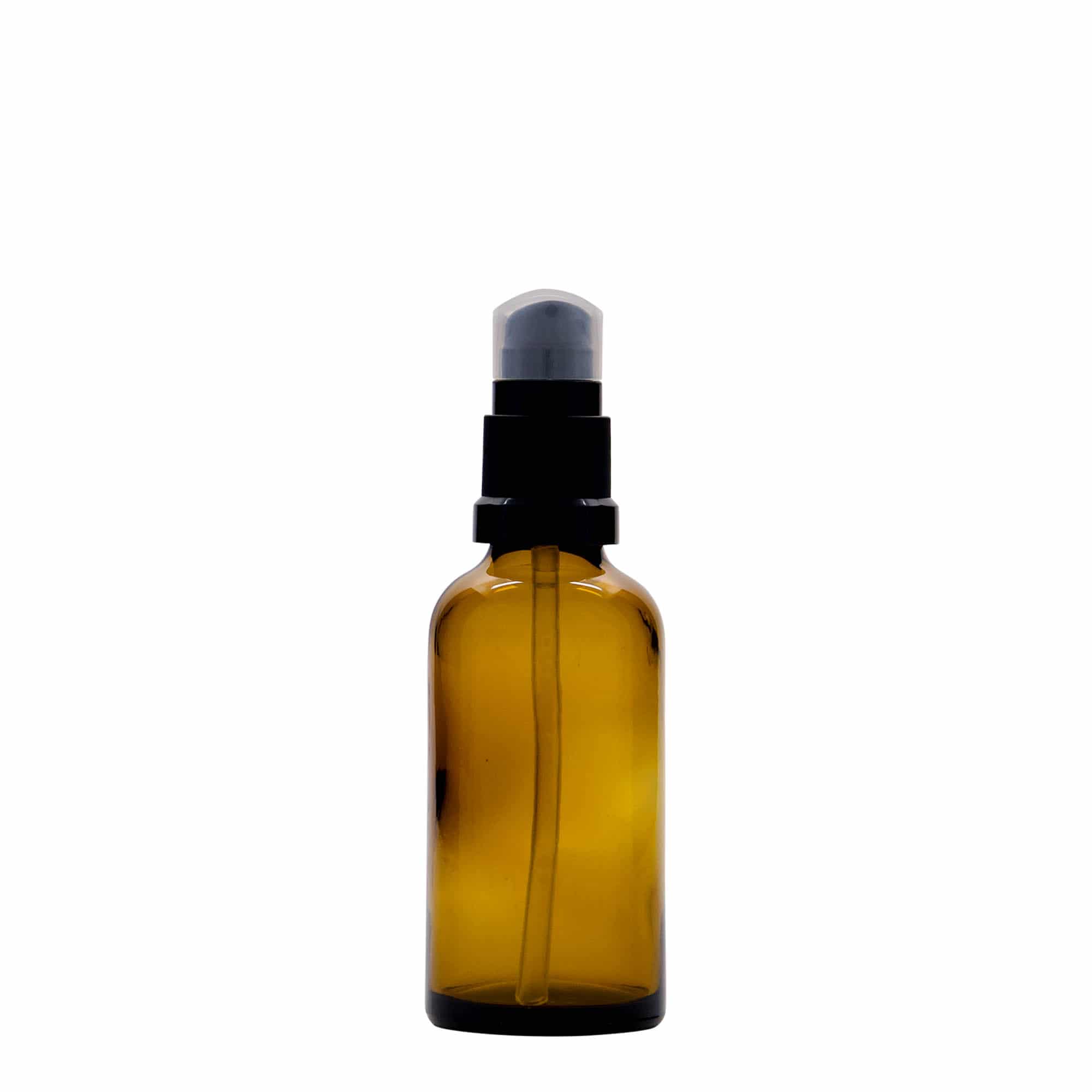 Flacon medical de 50 ml cu pompă pentru loțiune, sticlă, maro, gură: DIN 18